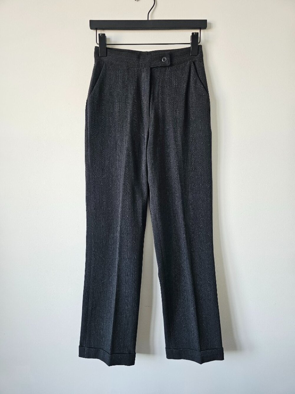 EPIC New York Dark Grey Polyester Wool Blend Straight Leg Cuffed Pants 2